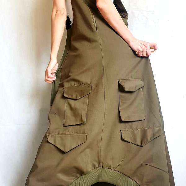 Deconstructed Dress, Long Loose Dress, Pockets Dress, Asymmetric Dress, Gothic Dress, Extravagant Dress, Sleeveless Dress