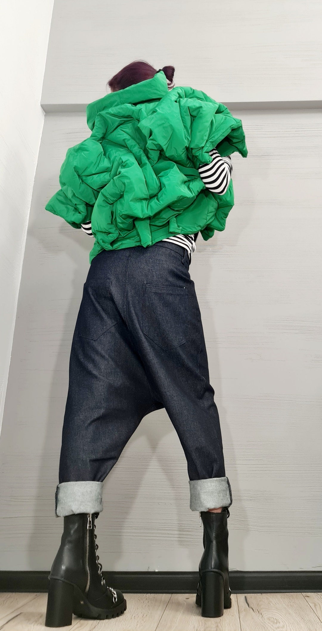 green-extravagant-winter-jacket-women-short-jacket-asymmetric-jacket