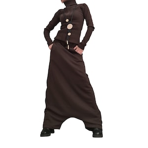 Avant Garde Cotton Turtleneck Set | Wide Deep Pants Minimalist Outfit image 9