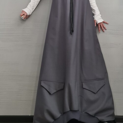 Long Loose Dress Pockets, Grey Dress, Asymmetric Dress, Gothic Dress, Extravagant Deconstructed Dress, Sleeveless Dress, New shops collection
