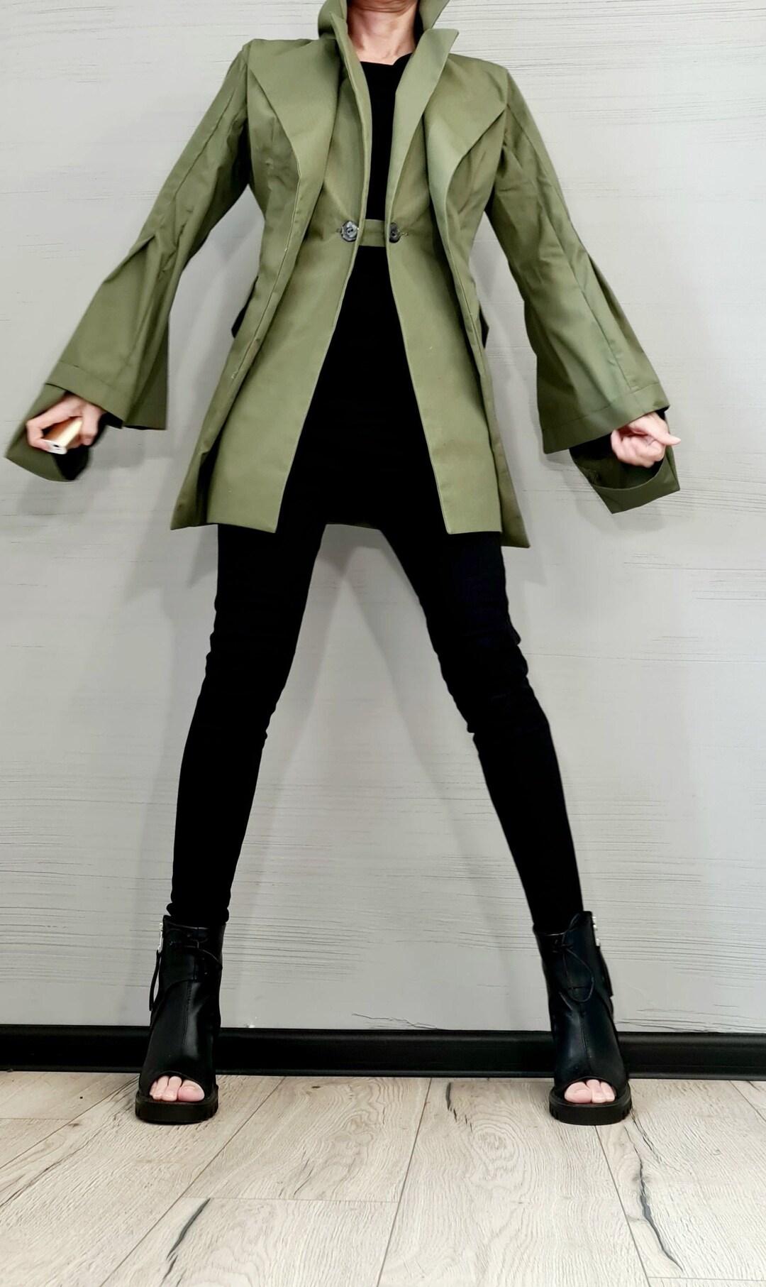 ジャケット・アウター ameri CARDBOARD FLARE DRESS COAT COAT