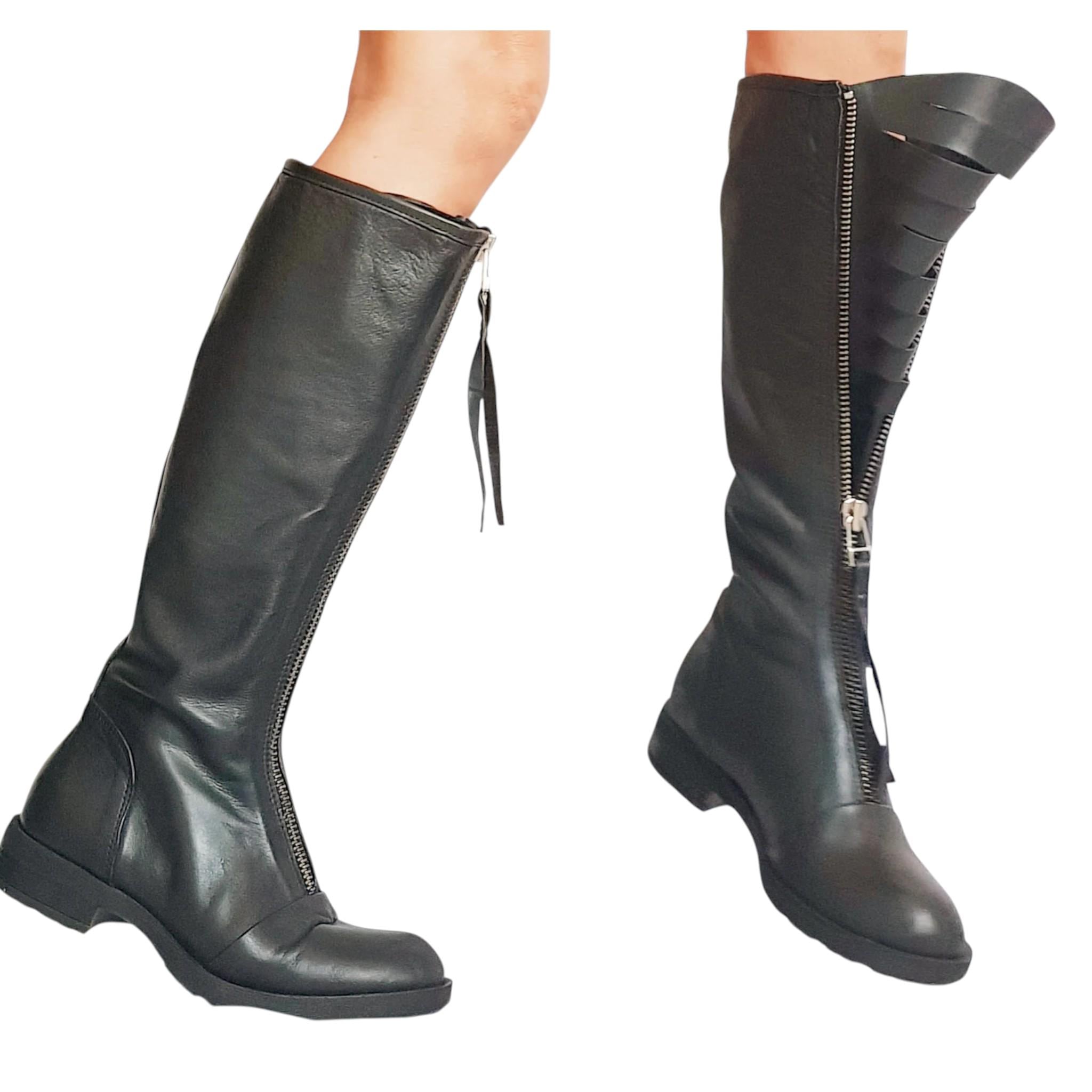 Leather Steampunk Platform Boots, Zipper Grunge Knee Winter 