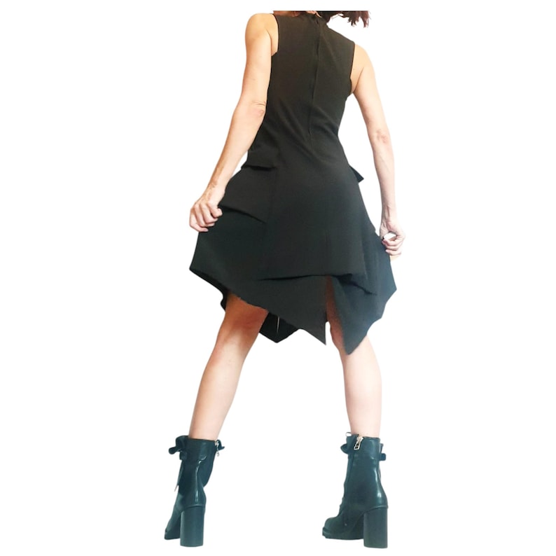 Vestido blanco asimétrico extravagante, ropa de tallas grandes, vestido sin mangas imagen 15