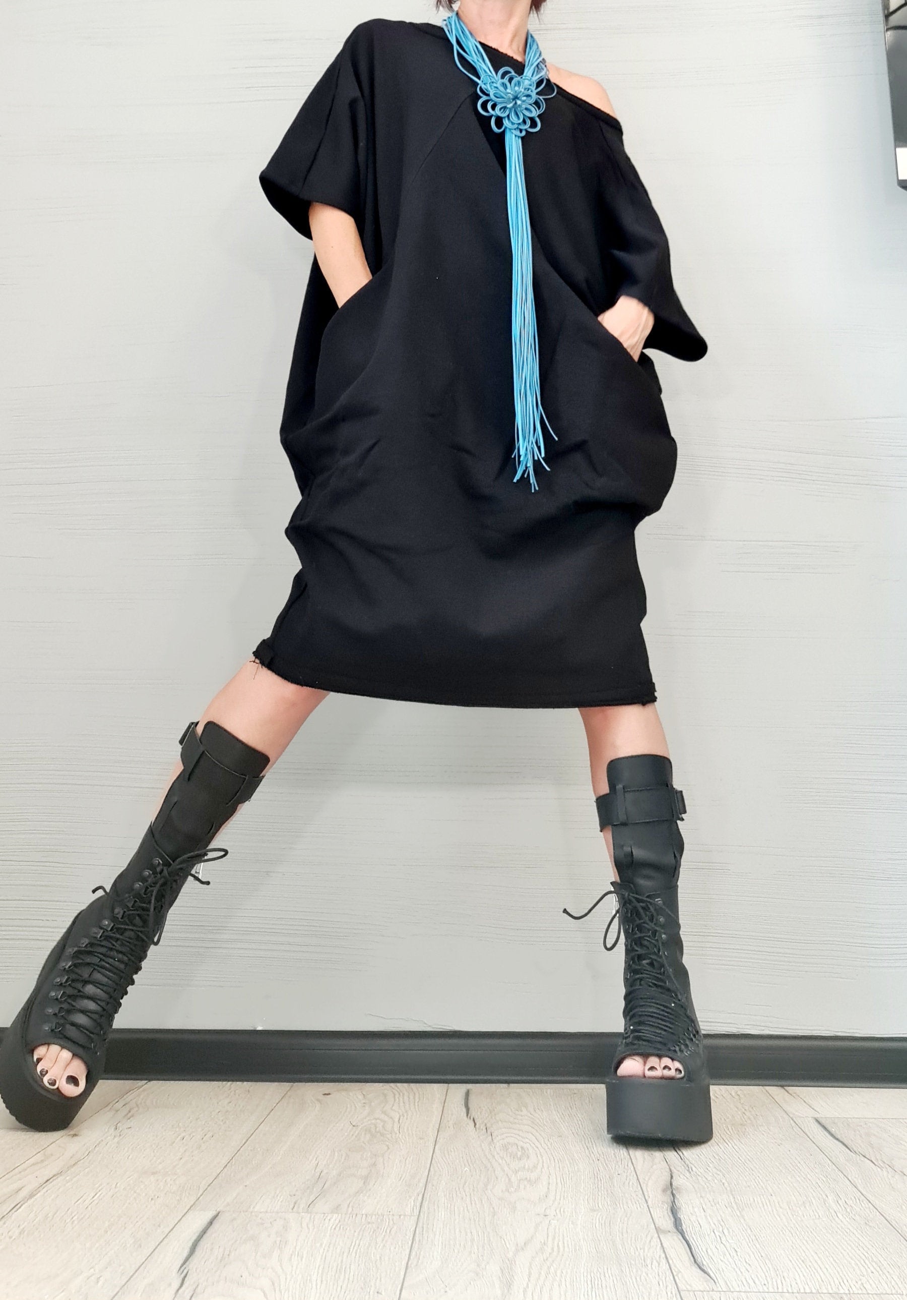 New Collection Black Dress Extravagant Tunic Dress Blouson - Etsy