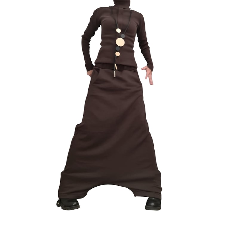 Avant Garde Cotton Turtleneck Set | Wide Deep Pants Minimalist Outfit image 6
