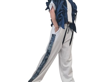 Asymmetric Denim Jacket, Cropped Avant Garde Outerwear, Deconstructed Short Jacket, Plus Size Clothing