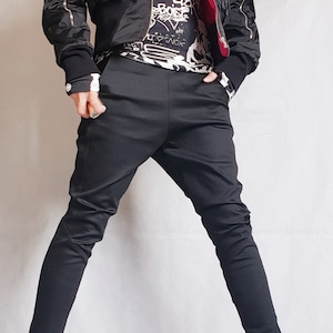 Extravagant Women Pants, Black Extra Long Leggings, Women Harem Leggings Pants, Gothic Pants Leggings