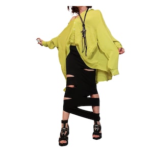Black Asymmetric Slit Skirt, Gothic Bottom, Cocktail Maxi Skirt, Extravagant Pencil Design