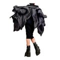 Graphite Linen Asymmetric Blazer | Long Front Open Back Womens Designer Statement Outerwear