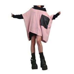 Black Asymmetrical Knitted Tunic, Oversized Long Sleeve Sweater, Plus Size Top image 4