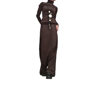 Avant Garde Cotton Turtleneck Set | Wide Deep Pants Minimalist Outfit image 2