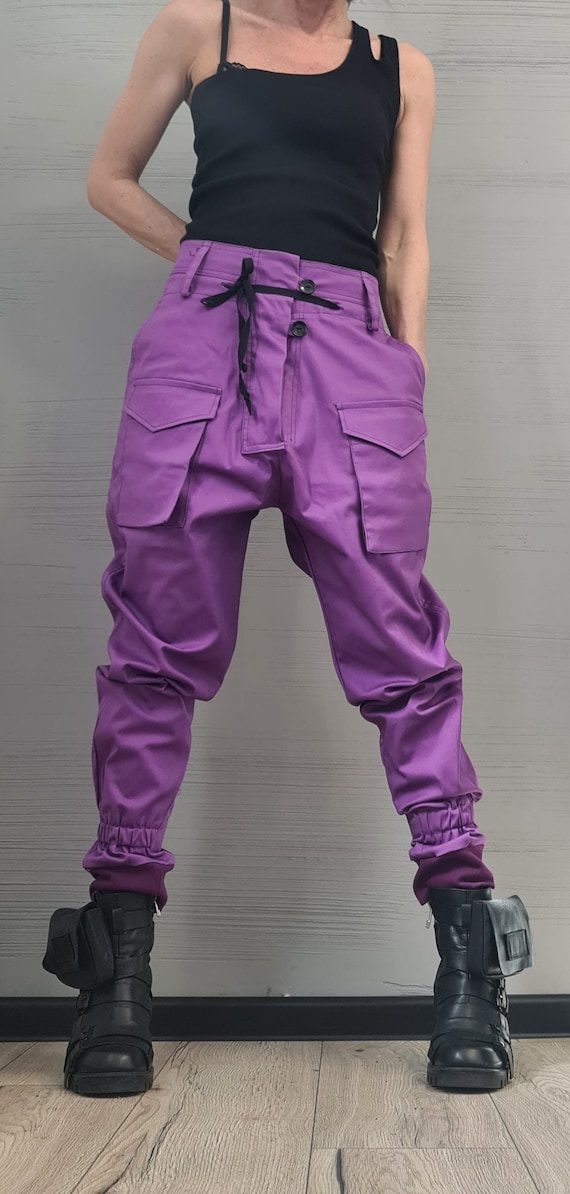 Extravagant Purple Pants, Harem Casual Pants, Urban Pants, Loose