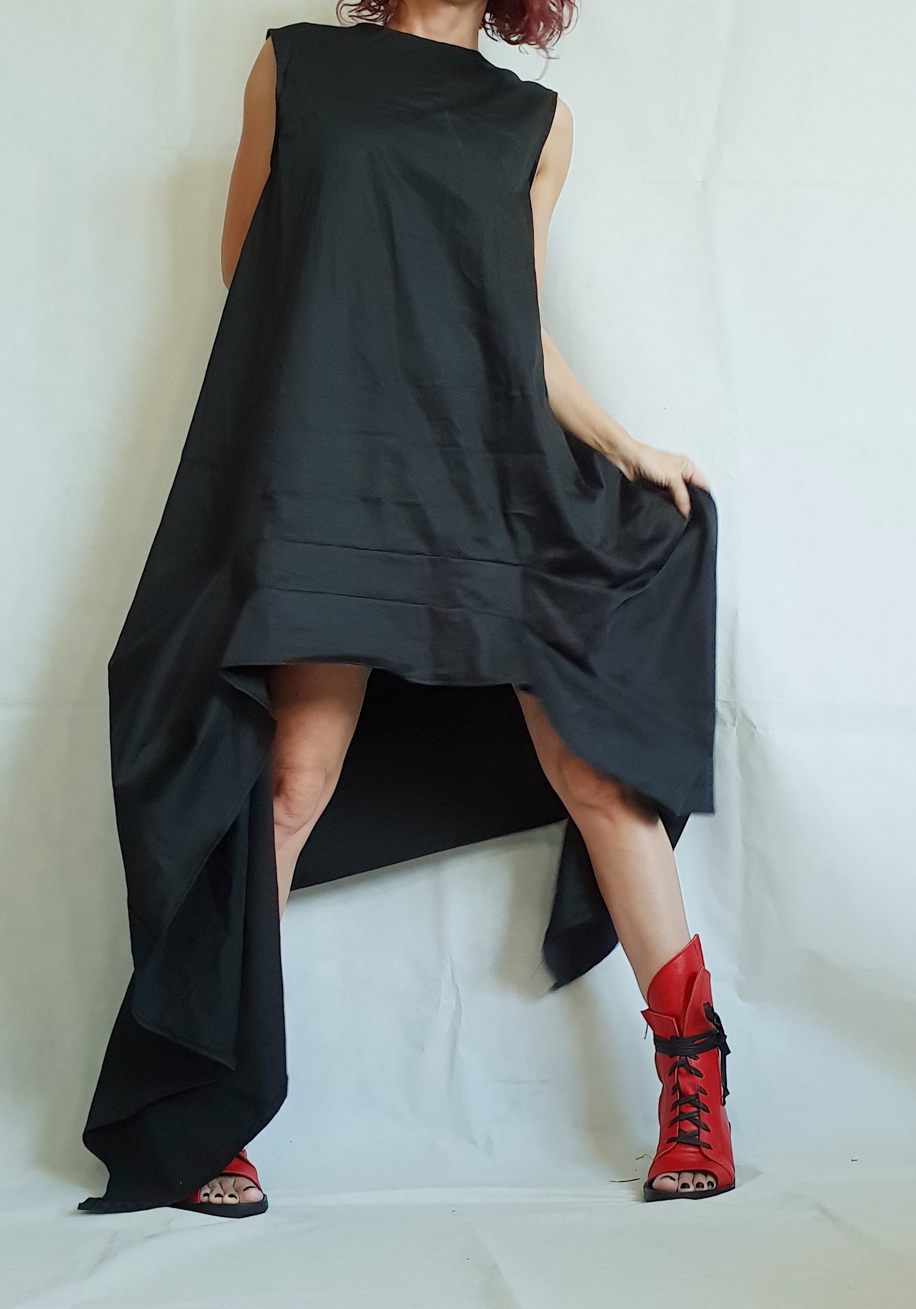 Asymmetric Dress Black Loose Dress Extravagant Dress | Etsy UK