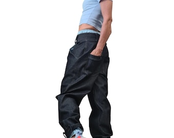 Pantalones vaqueros harem para mujer, pantalones de tallas grandes para mujer