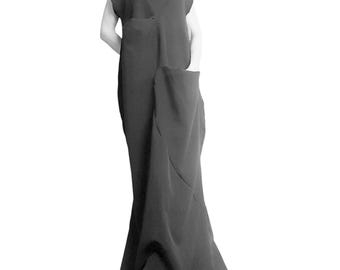 Plus Size Black Maxi Dress, Loose Drape Style (XS-5XL)