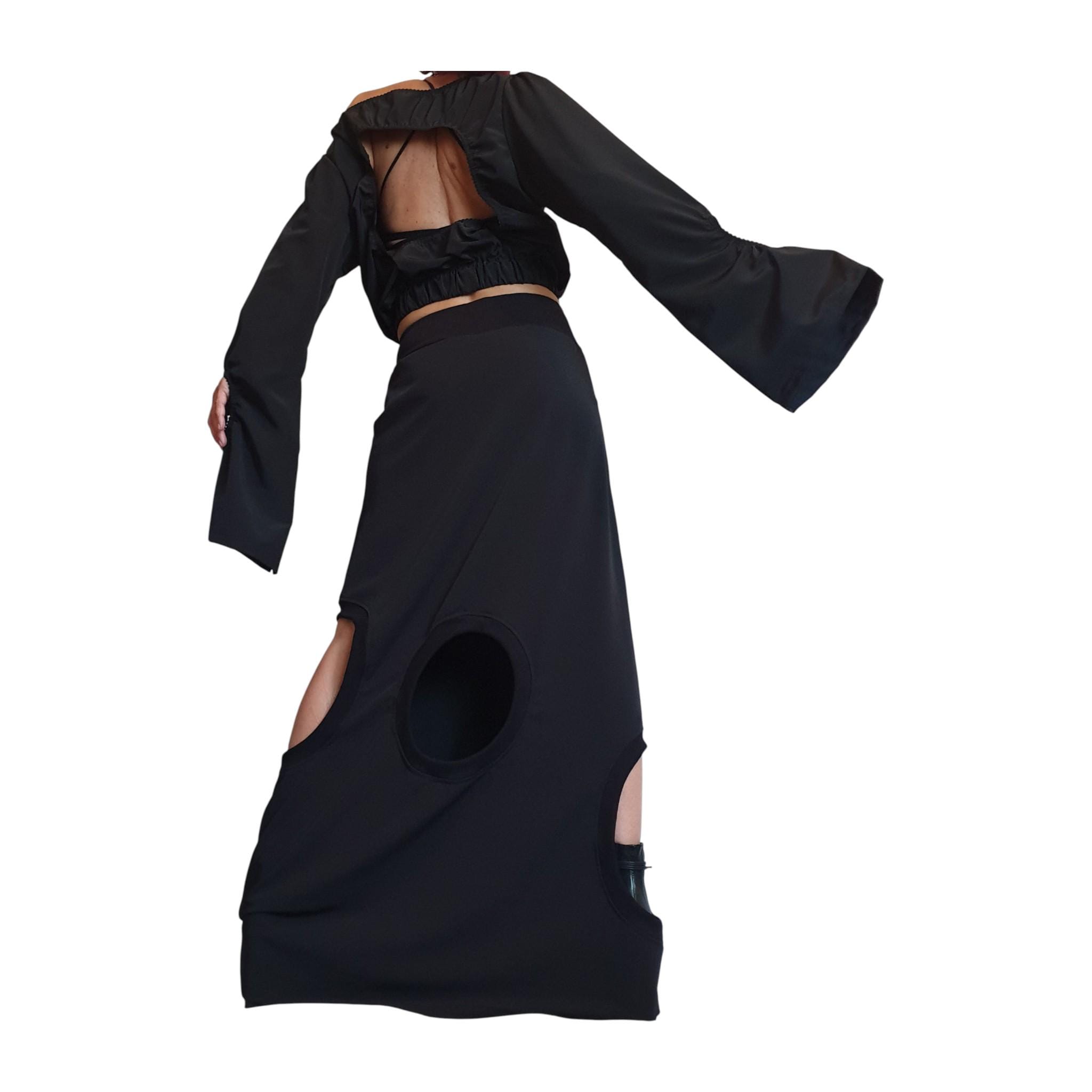 Ball Cocktail Skirt, Gothic Asymmetric Skirt Dress, Black Maxi Steampunk High Circle Wedding