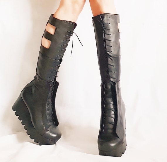 Leather Gladiator Boots High Platform Boots Steampunk - Etsy