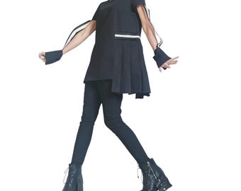 Asymmetric Tunic Shirt, Avant Garde Cotton, Gothic Oversize