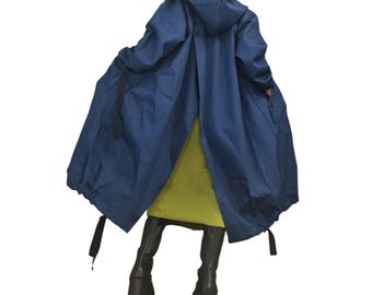 Asymmetric Long Denim Hooded Jacket for Women | Extravagant Loose Gothic Trench Style | DDP USA