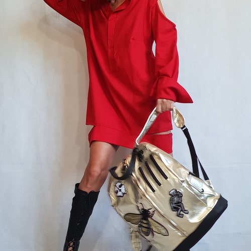 Extravagant Linen Dress, Red Asymmetric Dress Tunic, Plus Size Clothing, Avant Garde shops Dress, Linen Clothing
