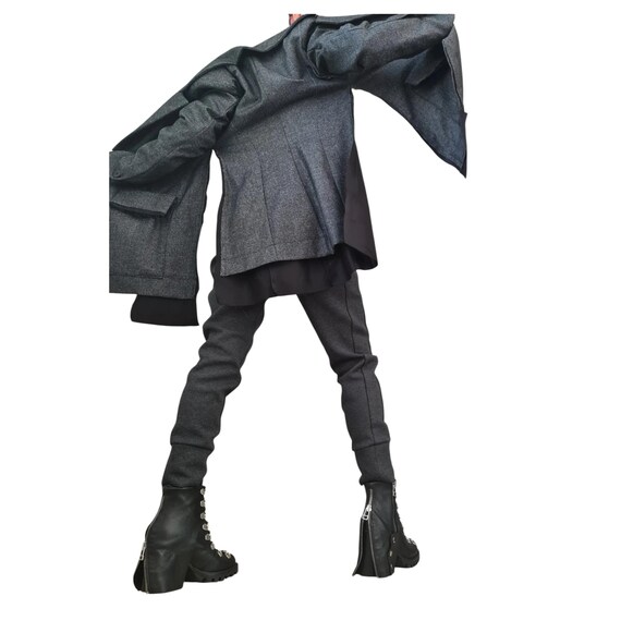 Asymmetric Jacket, Plus Size Gothic Coat, Oversize Deconstructed Blazer