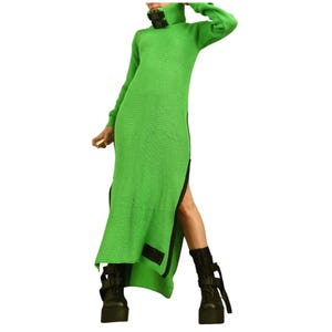 lime green turtleneck dress Women's sweater