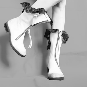 White Ankle Boots, Leather Shoes, Lace Shoes, Winter Wedding Shoes, Gothic Shoes, Extravagant Shoes, Winter Booties, Comfortable Shoes