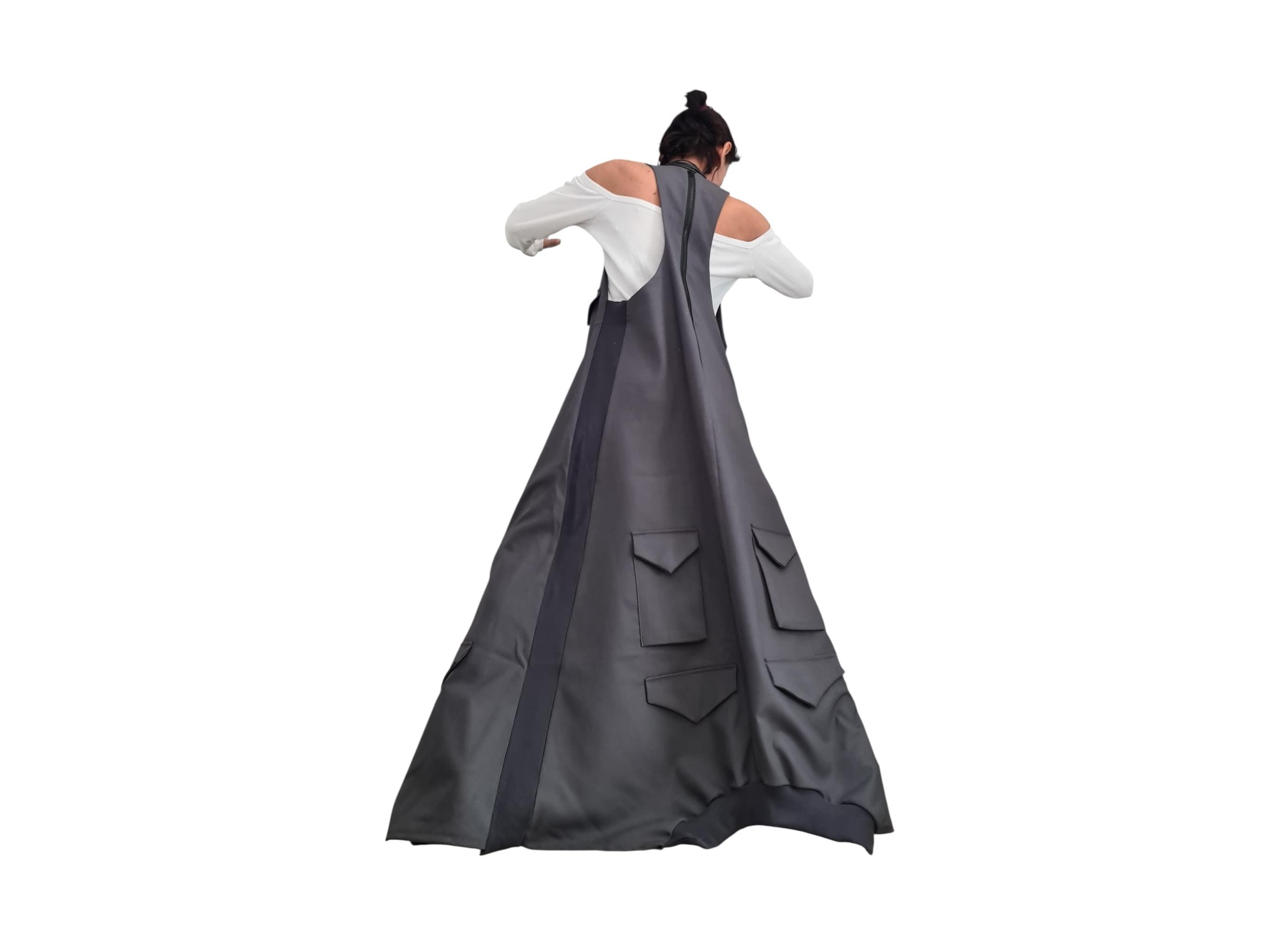 Avant Garde Asymmetric Maxi Dress | Oversized Cotton Sleeveless Gothic Design
