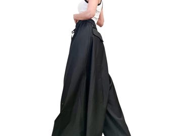 Black Palazzo Trousers, Extra Wide Leg Pants, Plus Size