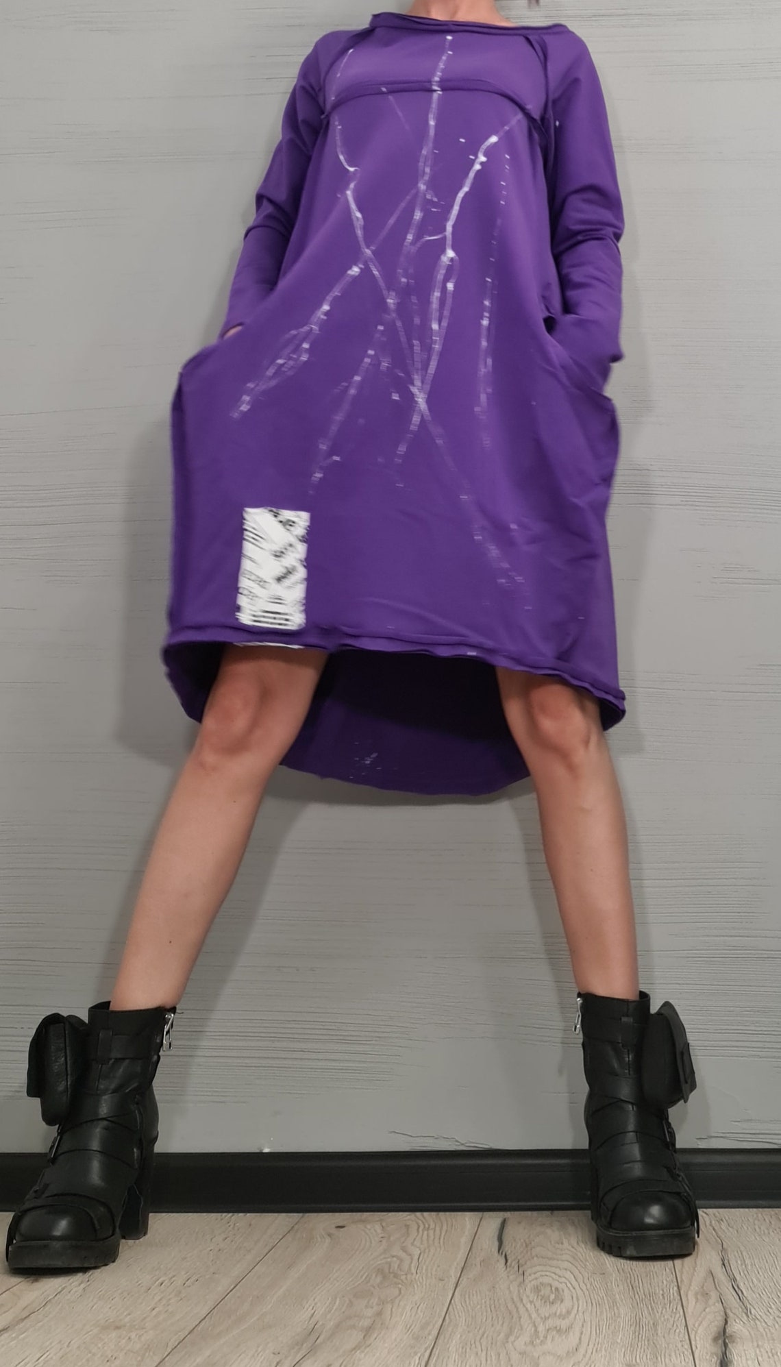1310007 Purple One Shoulder Dress