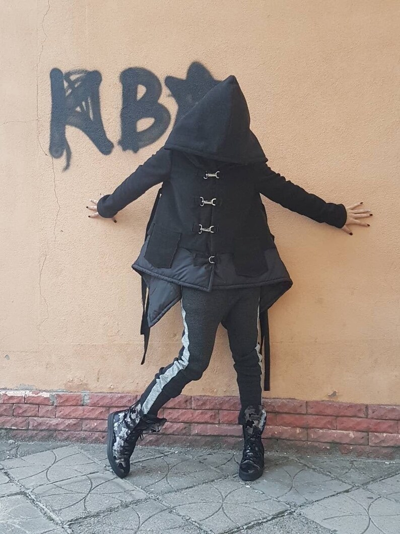 Gothic Steampunk Jacke mit Kapuze, Wintermantel Bild 2
