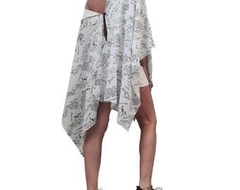 White Asymmetric Tunic, One Shoulder Chiffon Top, Avant Garde Dress for Women