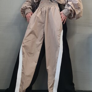 Asymmetrical Women's Set, Wide Leg Cotton Pants with Windproof Fabric Details, Windproof Hoodie image 10