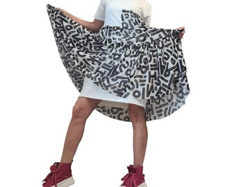 Túnica asimétrica para mujer, vestido de algodón con tul estampado de grafiti, tallas grandes.