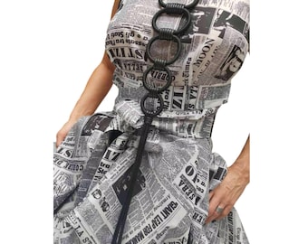 Lange geometrische outfitketting voor dames, verstelbaar leren statementaccessoire, avant-garde stylingstuk
