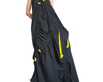 Black Maxi Kaftan Dress, Taffeta Sleeveless Loose Caftan, Plus Size Clothing