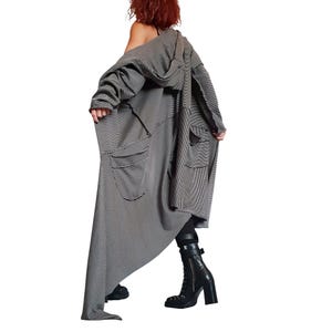 Hooded Women's Cardigan, Plus Size Boho Striped Vest