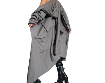 Hooded Women's Cardigan, Plus Size Boho Striped Vest