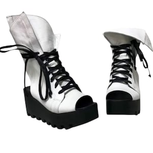 Sandalias blancas de plataforma de cuero, zapatos de verano con punta abierta, calzado de boda para mujer.