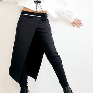 Avantgarde Hose, Asymmetrische Hose Frauen, Baumwolle Hose mit tiefem Schritt, Gothic Hose, Extravagante Hose, Freizeithose, Sexy Hose