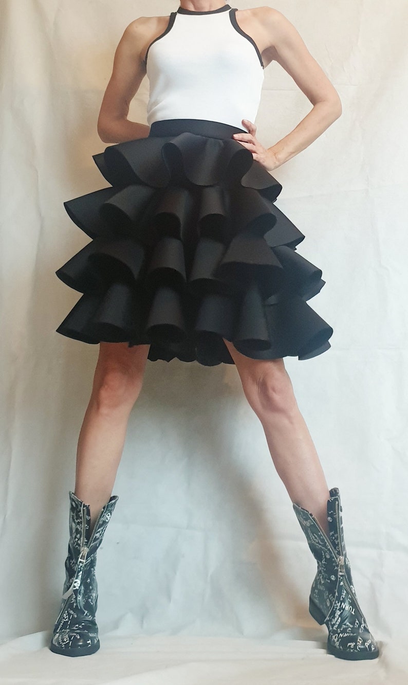Gothic Skirt Asymmetric Skirt Ball Skirt Cocktail Skirt Circle Black Skirt Waist Skirt\u0440 Waves Skirt Wedding Skirt Extravagant Skirt