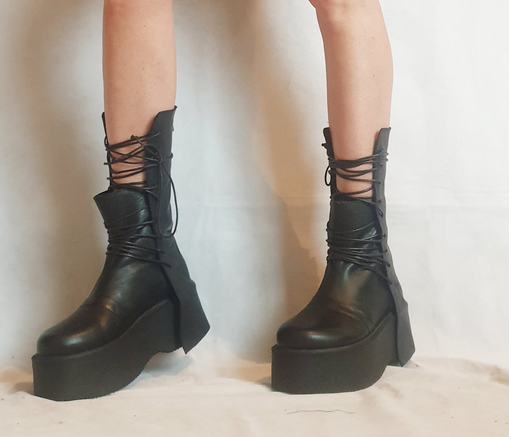 Extravagant Women Boots Black Platform Shoes Platform All Seasons Gothic Women Booties Leather Ankle Boots Platform Grunge Boots Etsy