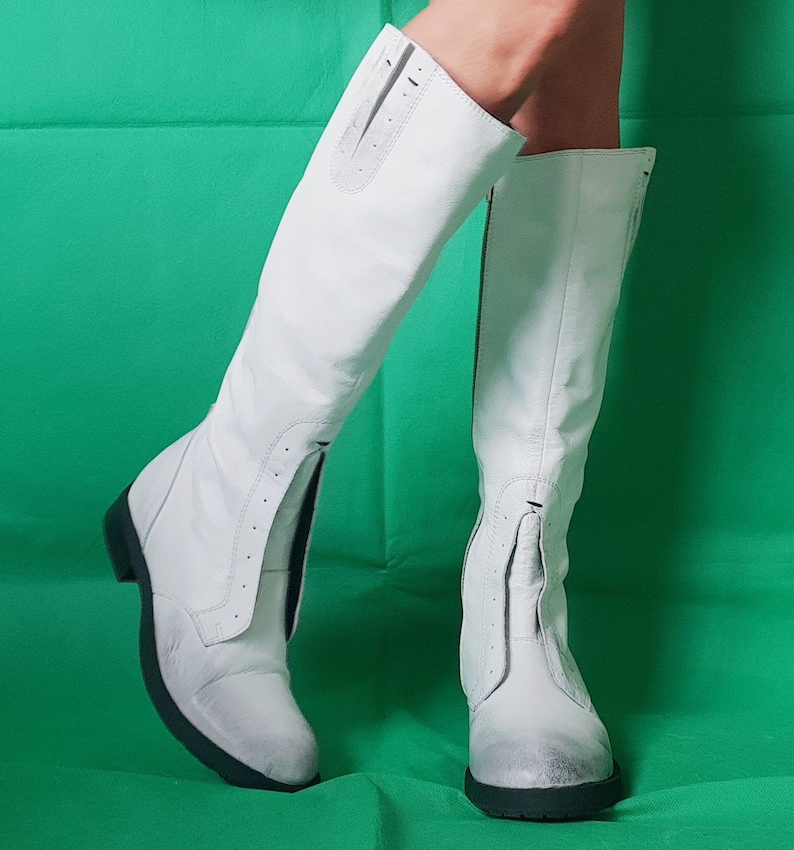 Winter Boots White Boots Flat Boots Leather Boots High Etsy