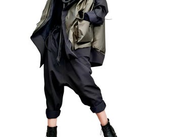 Asymmetrical Deconstructed Jacket, Futuristic Gothic Clothing, outer pockets