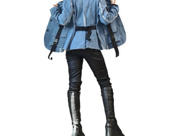 Denim Jacket Women, Womens Denim Blazer, Designer Outerwear