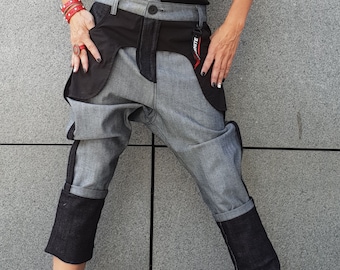 Denim Pants, Harem Pants, Women Jeans, Urban Clothing, Drop Crotch Pants, Avant Garde Clothing, Grunge Pants, Urban Pants, Loose Pants