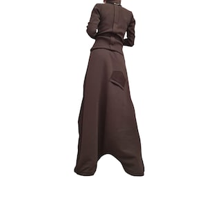 Avant Garde Cotton Turtleneck Set | Wide Deep Pants Minimalist Outfit image 4