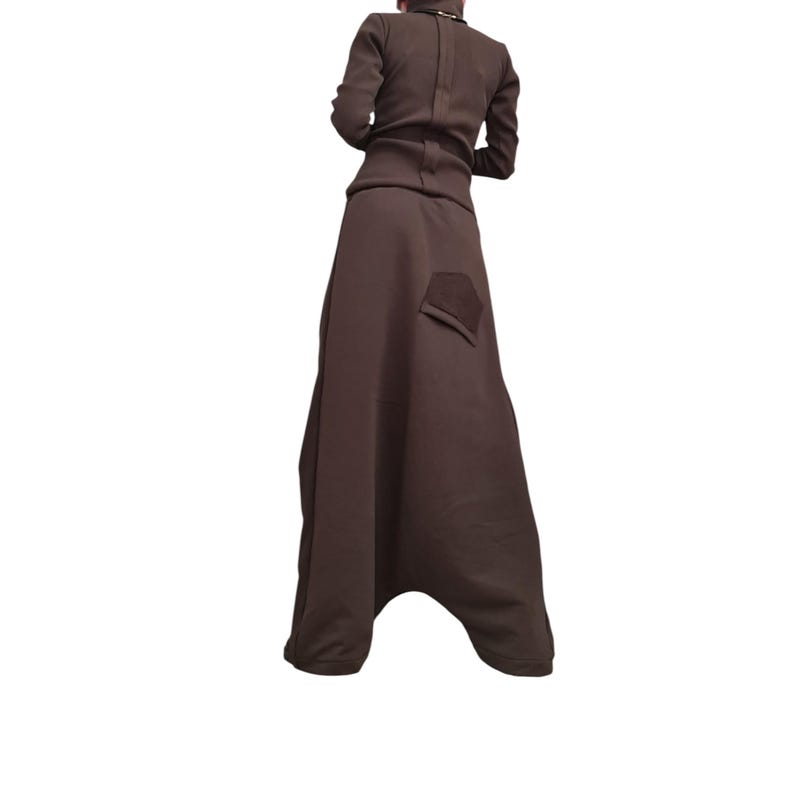 Avant Garde Cotton Turtleneck Set | Wide Deep Pants Minimalist Outfit image 4