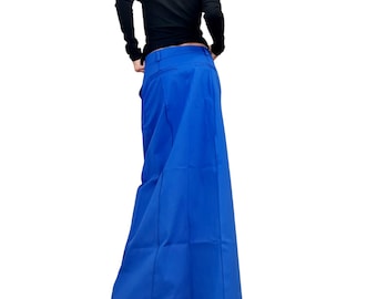 Royal Blue A-Line Maxi Skirt, Elegant Women's  Long Straight Formal Skirt
