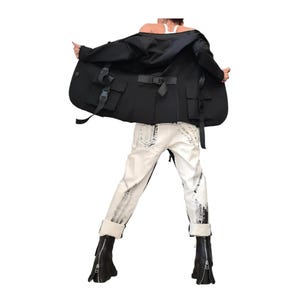 Asymmetric Black Blazer Jacket for Women | Avant Garde Gothic Extravagant Party Style | DDP USA